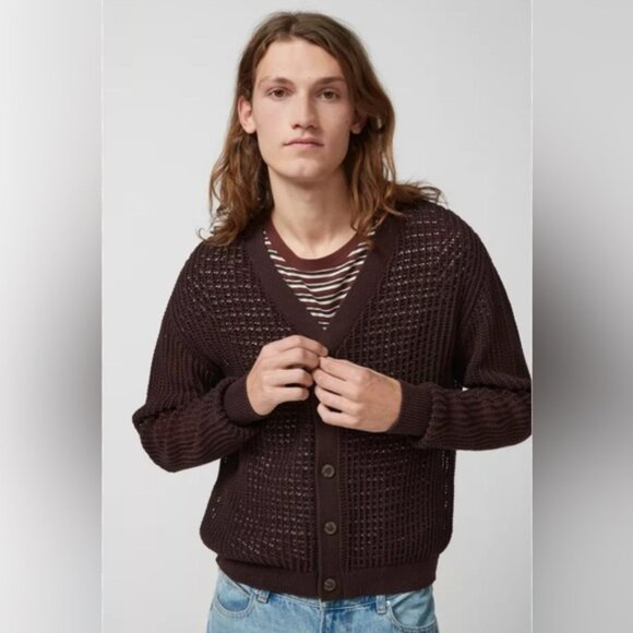 NWOT Urban Outfitters BDG Beach Cardigan Unisex Chocolate Brown Size M - Picture 3 of 10